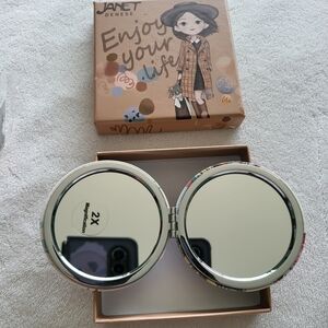Janet Denese Silver Compact Mirror